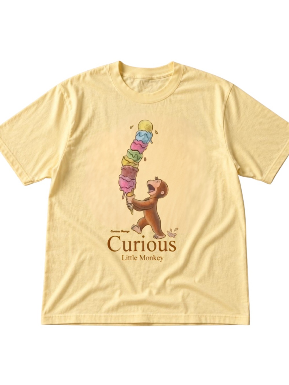 Gildan Curious Little Monkey Yellow Graphic Tee